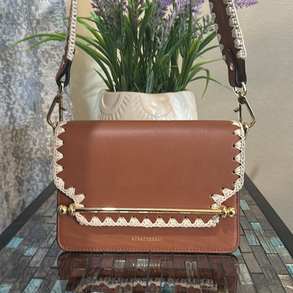 Strathberry Mini East/West Crochet Stitch Leather Shoulder Bag - Picture 3 of 13